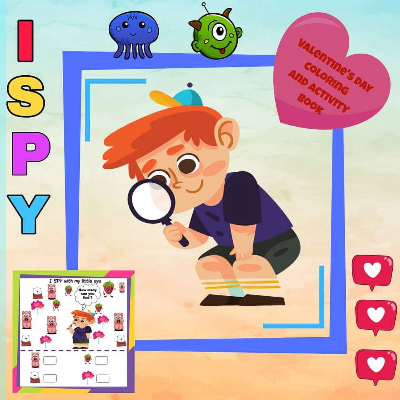 I spy valentines day coloring and activity book funny valentines day gifts for kids cute animals coloring book for kids ages