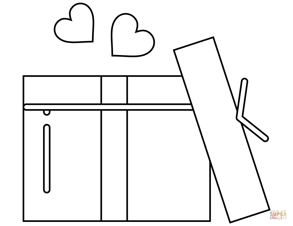 Valentines day gift box coloring page free printable coloring pages