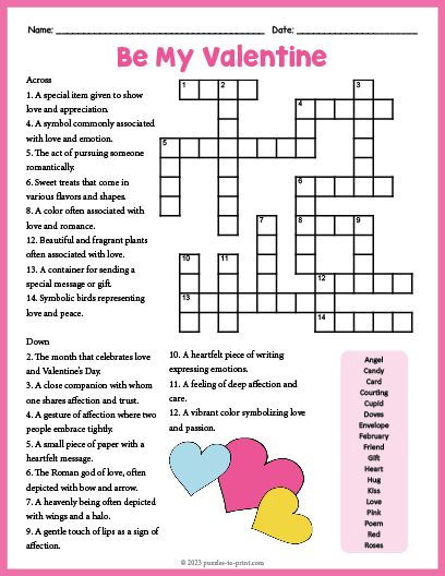 Free printable valentines day crossword word search in valentines printables free emoji words valentines printables