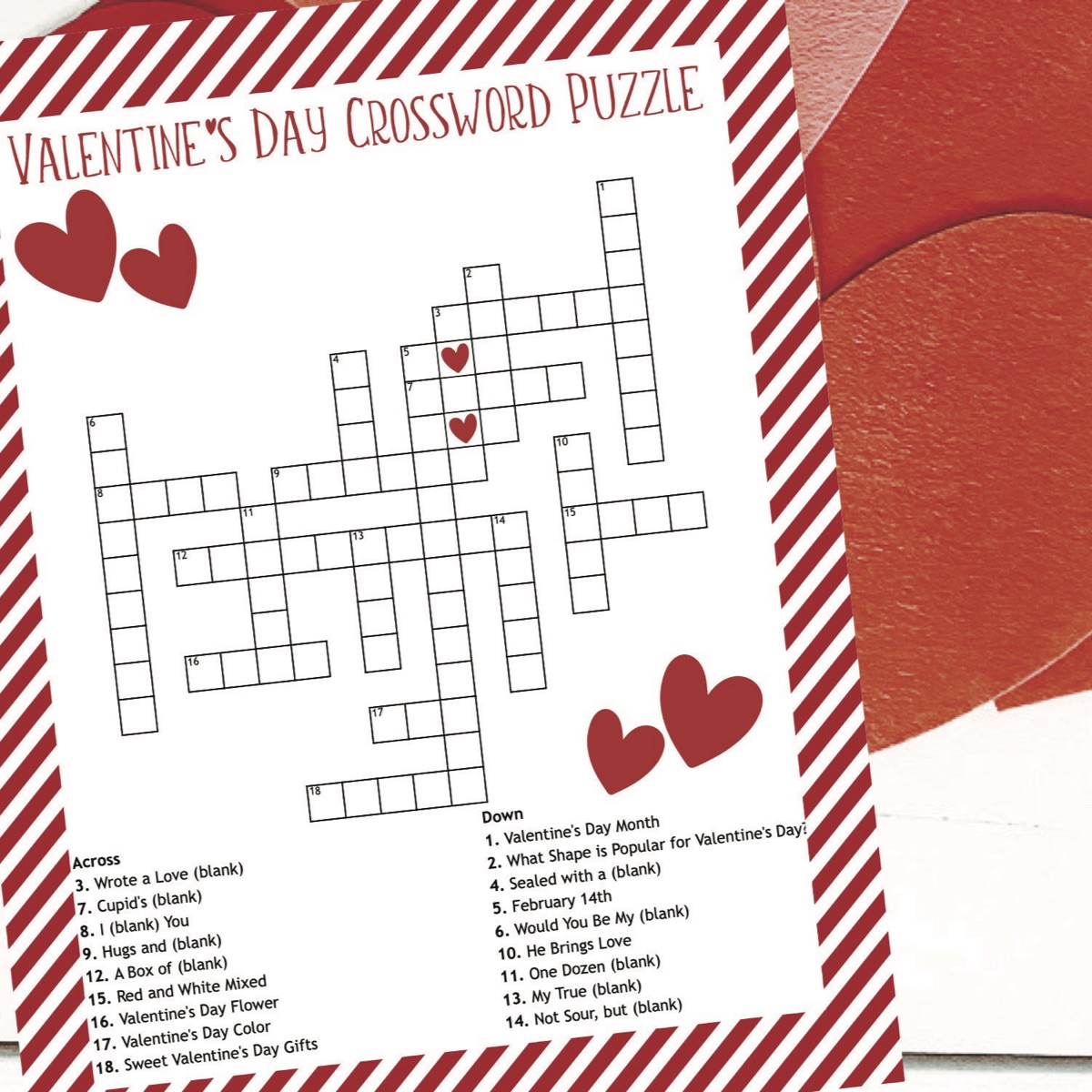 Valentines day crossword puzzle