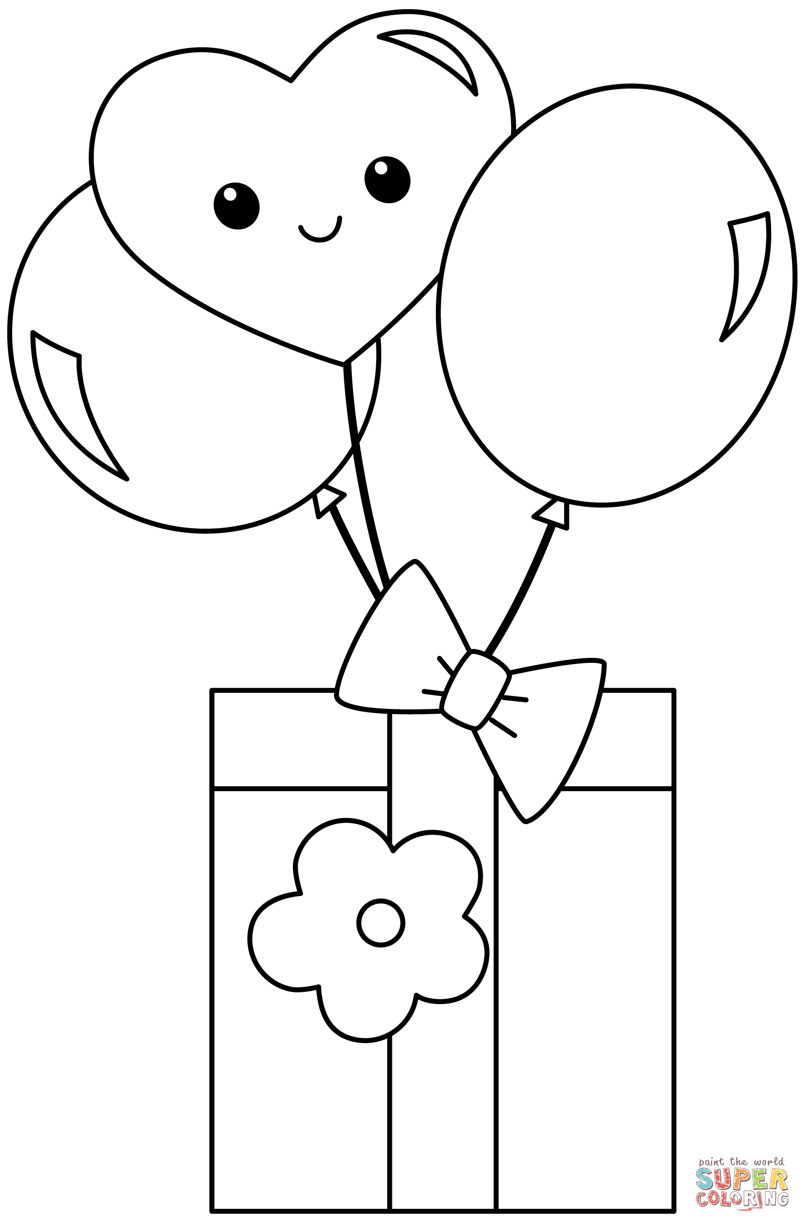 Kawaii gift box coloring page free printable coloring pages