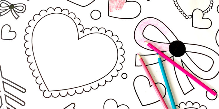 Oversized coloring poster for valentines day on love the day