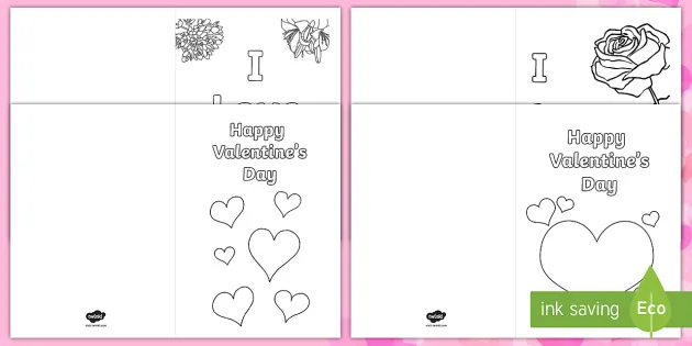 Valentines day card coloring templates teacher