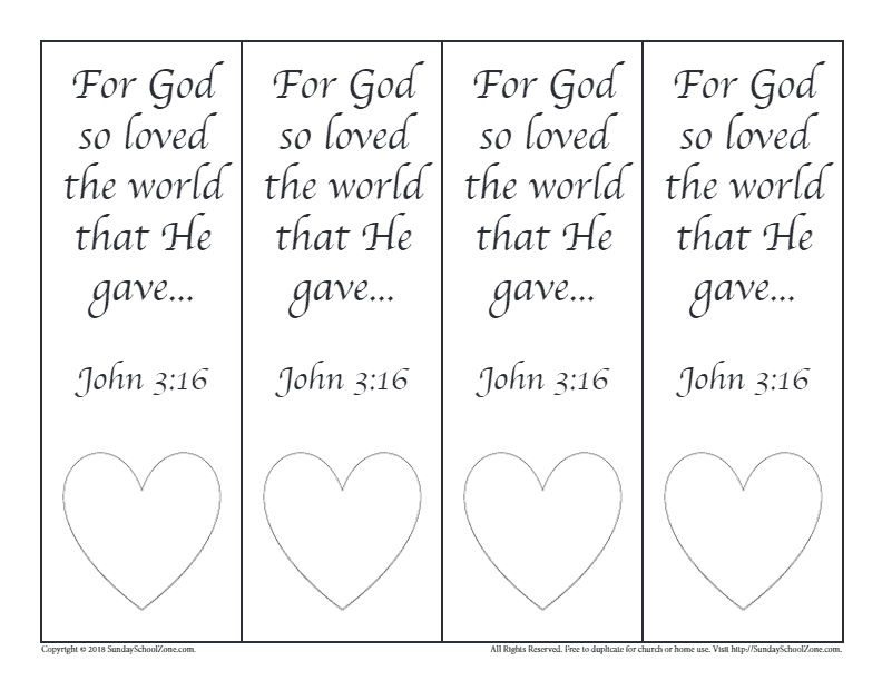 Colorable valentines day bookmarks on sunday school zone