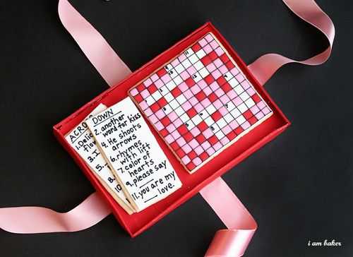 Valentines crossword cookies cake gift box