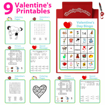 Valentines day crossword puzzles tpt