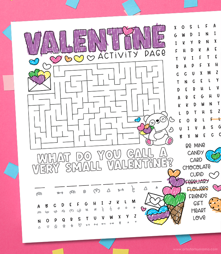 Free printable valentines day activity page artsy