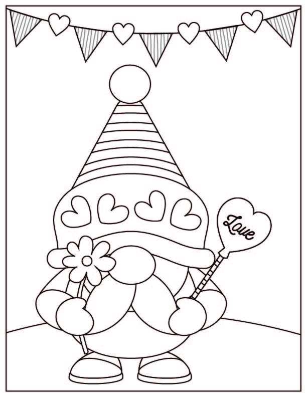 Valentines day gnome coloring pages free printable fairy garden diy