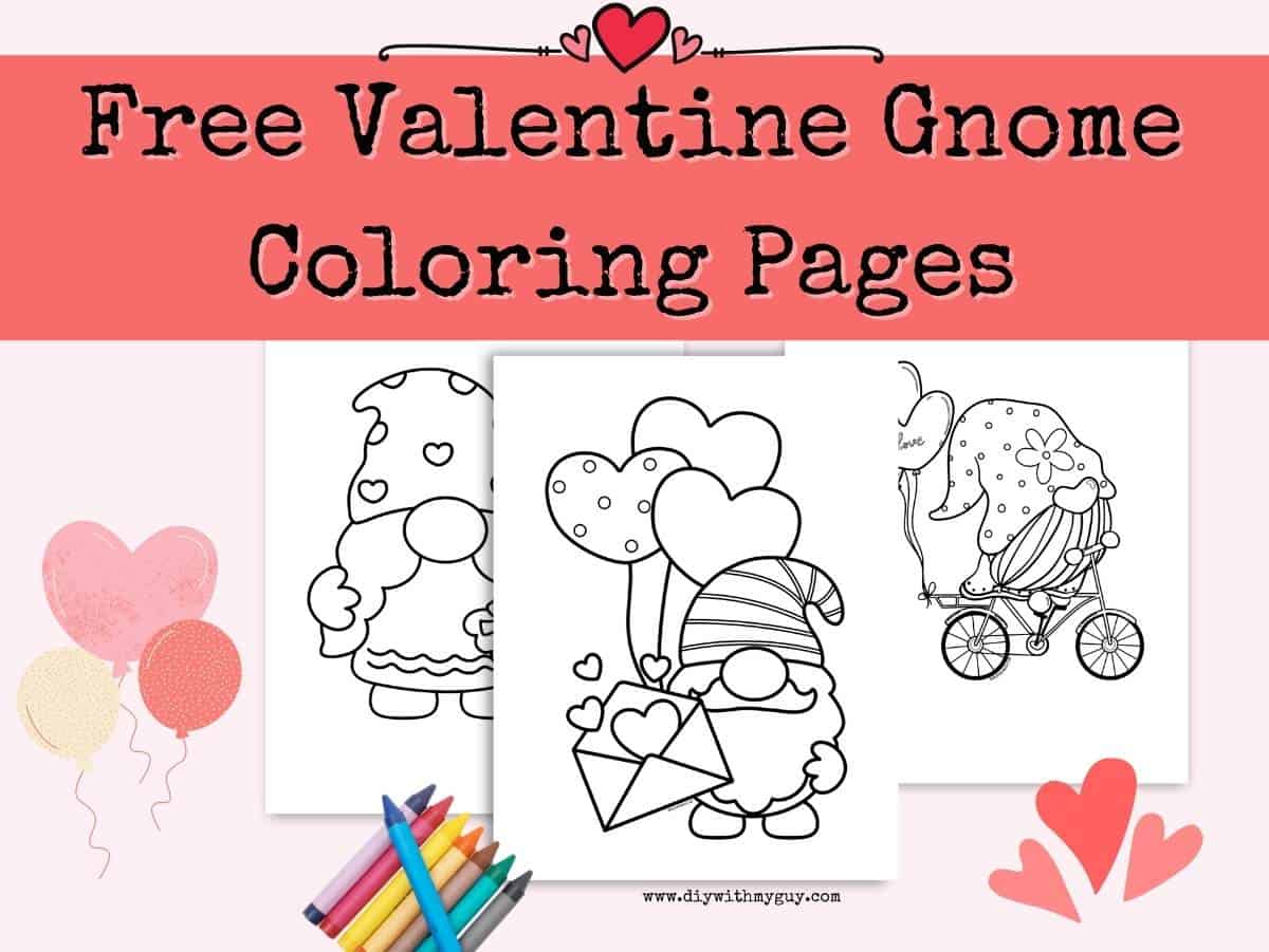 Gnome valentine coloring pages free