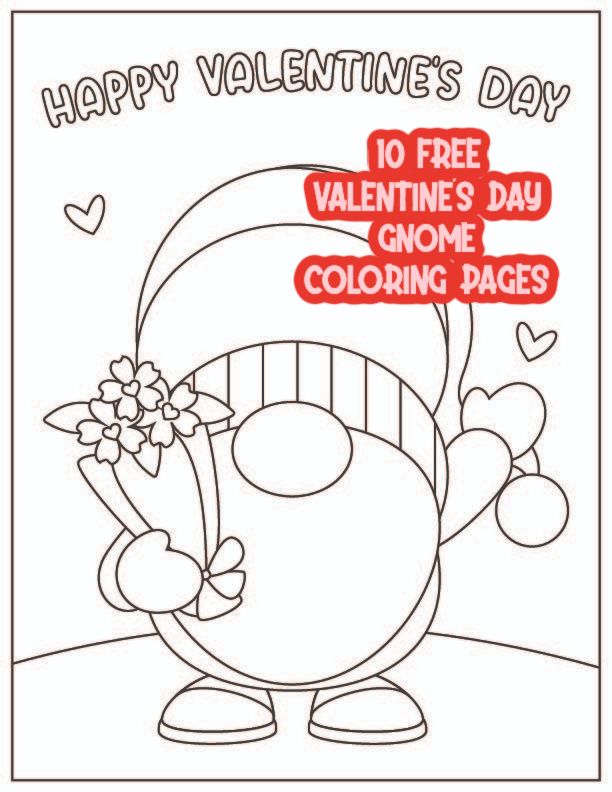 Valentines day gnome coloring pages free printable fairy garden diy in valentine coloring pages coloring pages valentine coloring