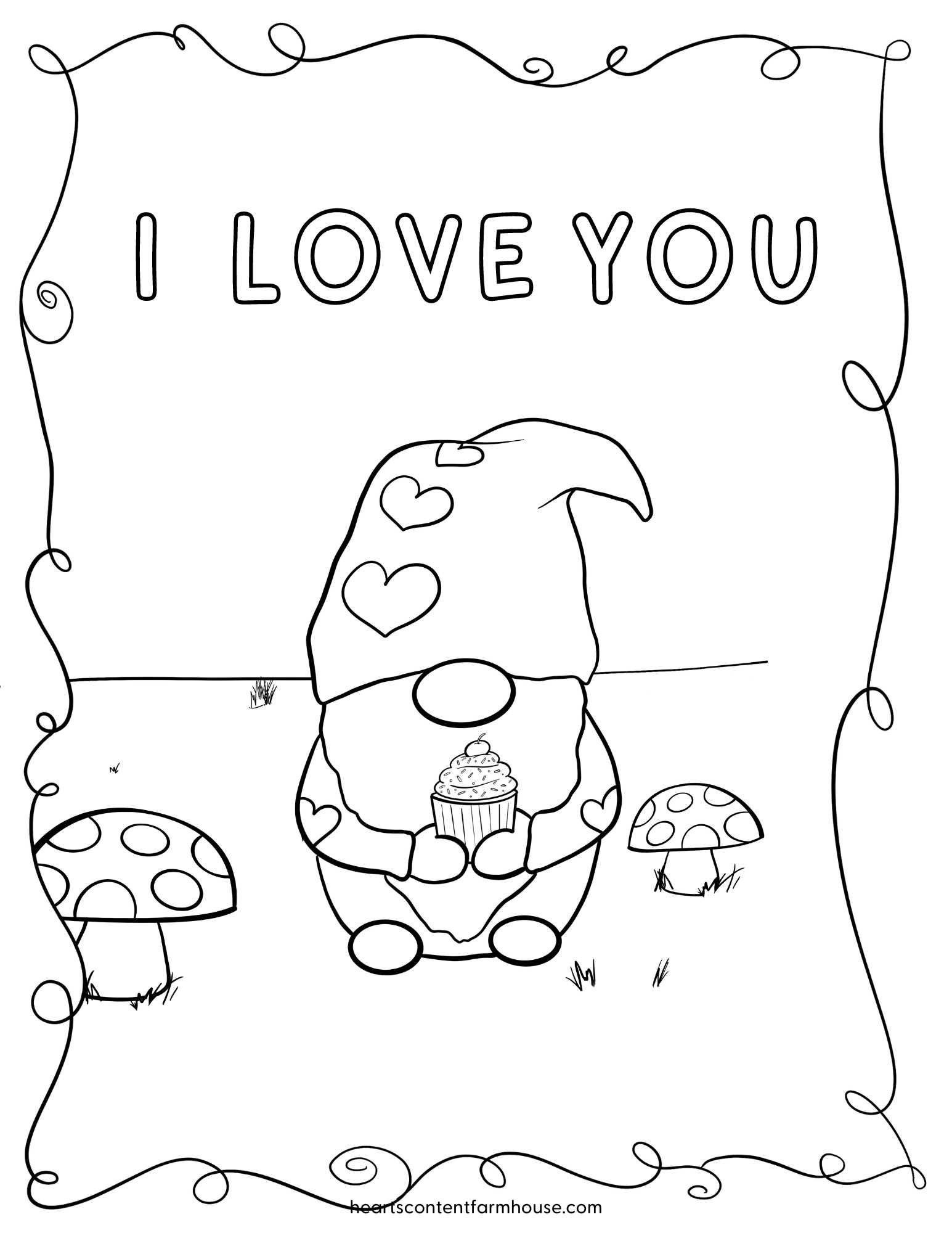 Cute valentine gnome coloring pages to print for endless fun