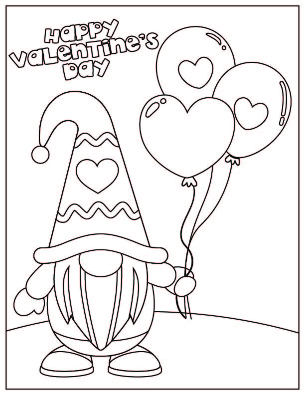 Valentines day gnome coloring pages free printable fairy garden diy