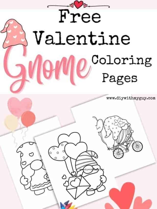 Gnome valentine coloring pages free