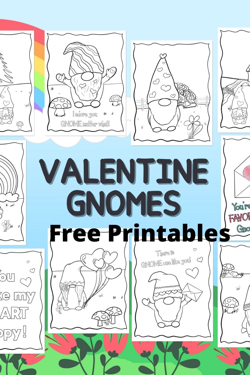 Free gnome valentine coloring pages