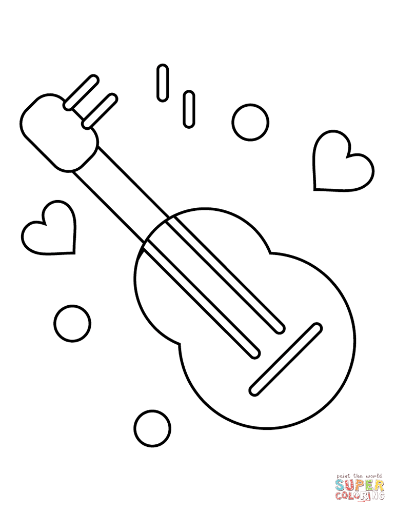 Valentines day guitar coloring page free printable coloring pages