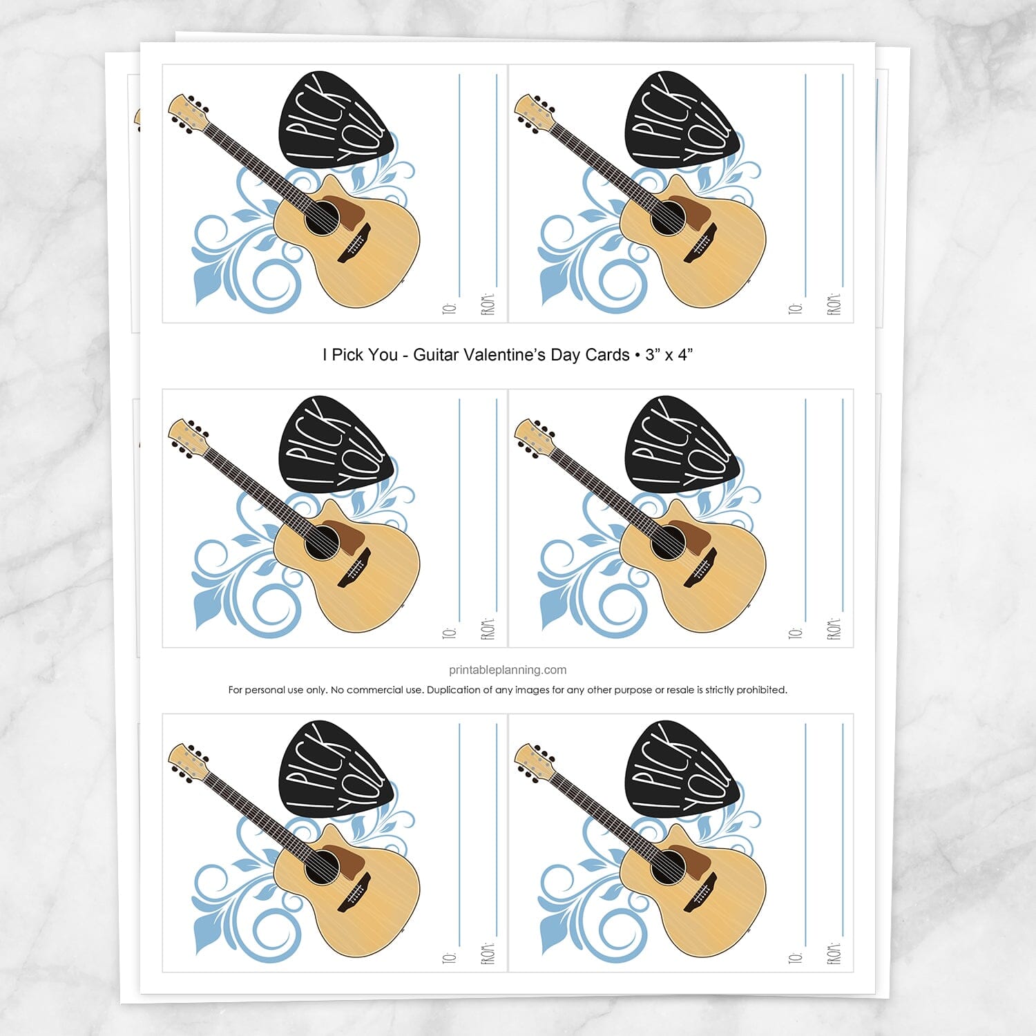 I pick you guitar valentines day cards