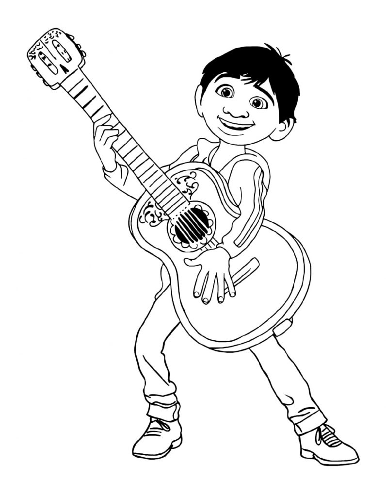 Coloring pages coco guitar coloring page