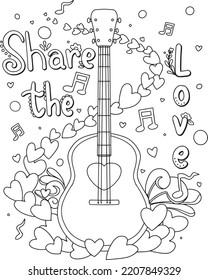 Guitar coloring page stock photos and pictures