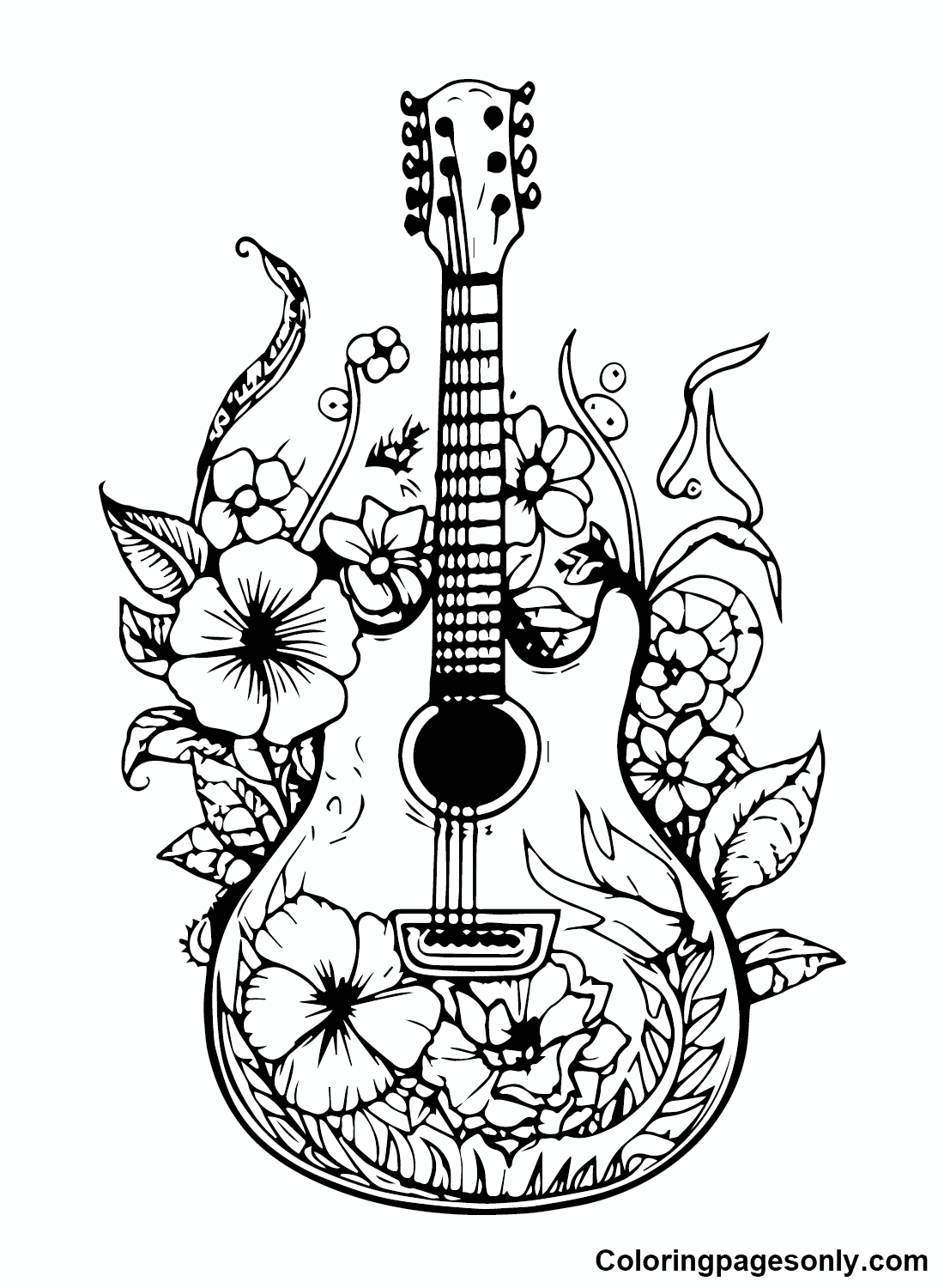 Guitar coloring pages printable for free download