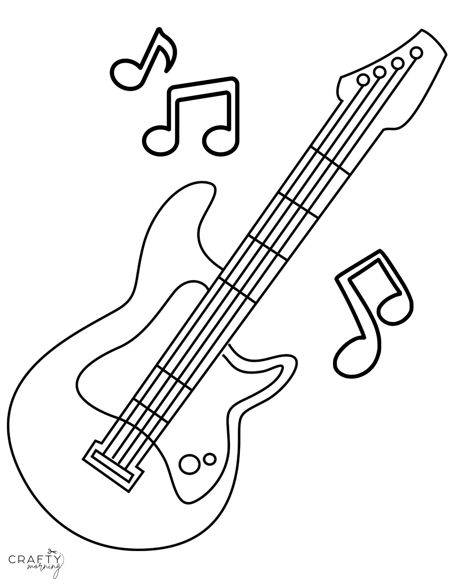 Easy guitar drawing step by step tutorial