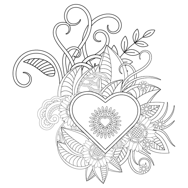 Premium vector guitar coloring pages with flower style for adult