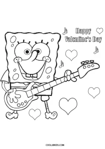 Free printable spongebob valentines coloring pages for kids