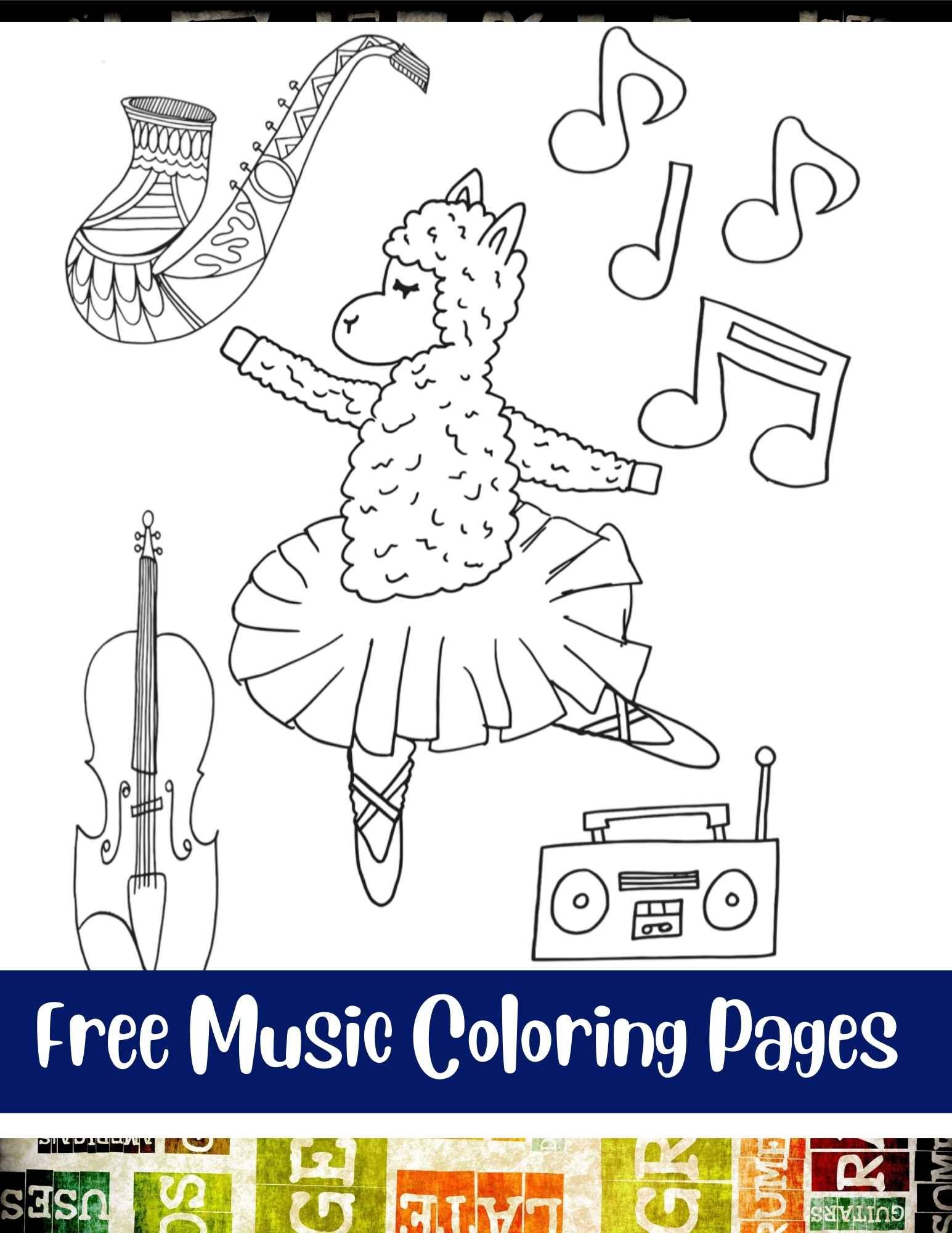 Free music coloring pages â stevie doodles