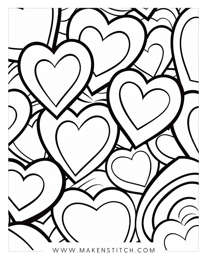 Free valentines heart coloring pages for kids and adults