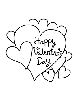 Happy valentines day coloring heart outline template printable hearts freebie