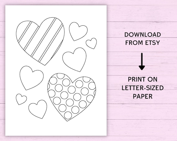 Heart coloring pages instant download pdf valentines day activity for kids printable coloring pages preschool kindergarten