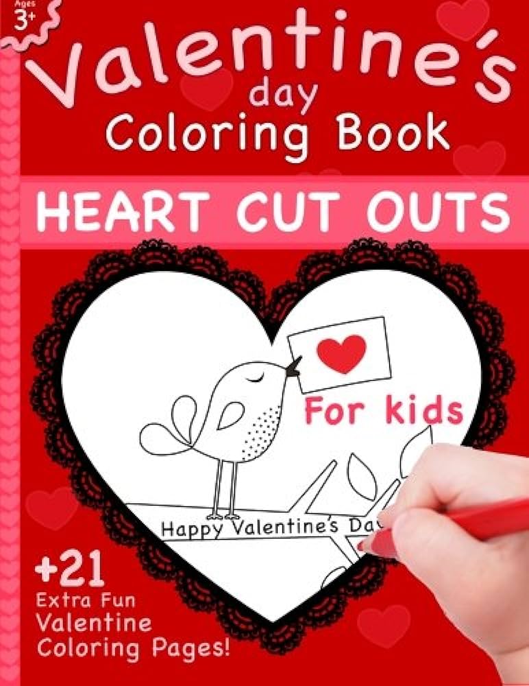 Valentines day coloring book heart cut outs for kids and coloring pages kaisanti press books