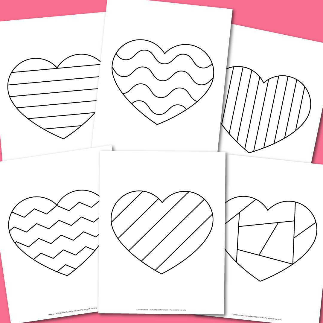 Printable patterned hearts coloring pages fun family crafts