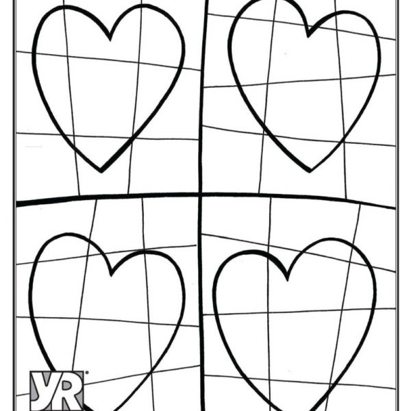 Four hearts coloring page