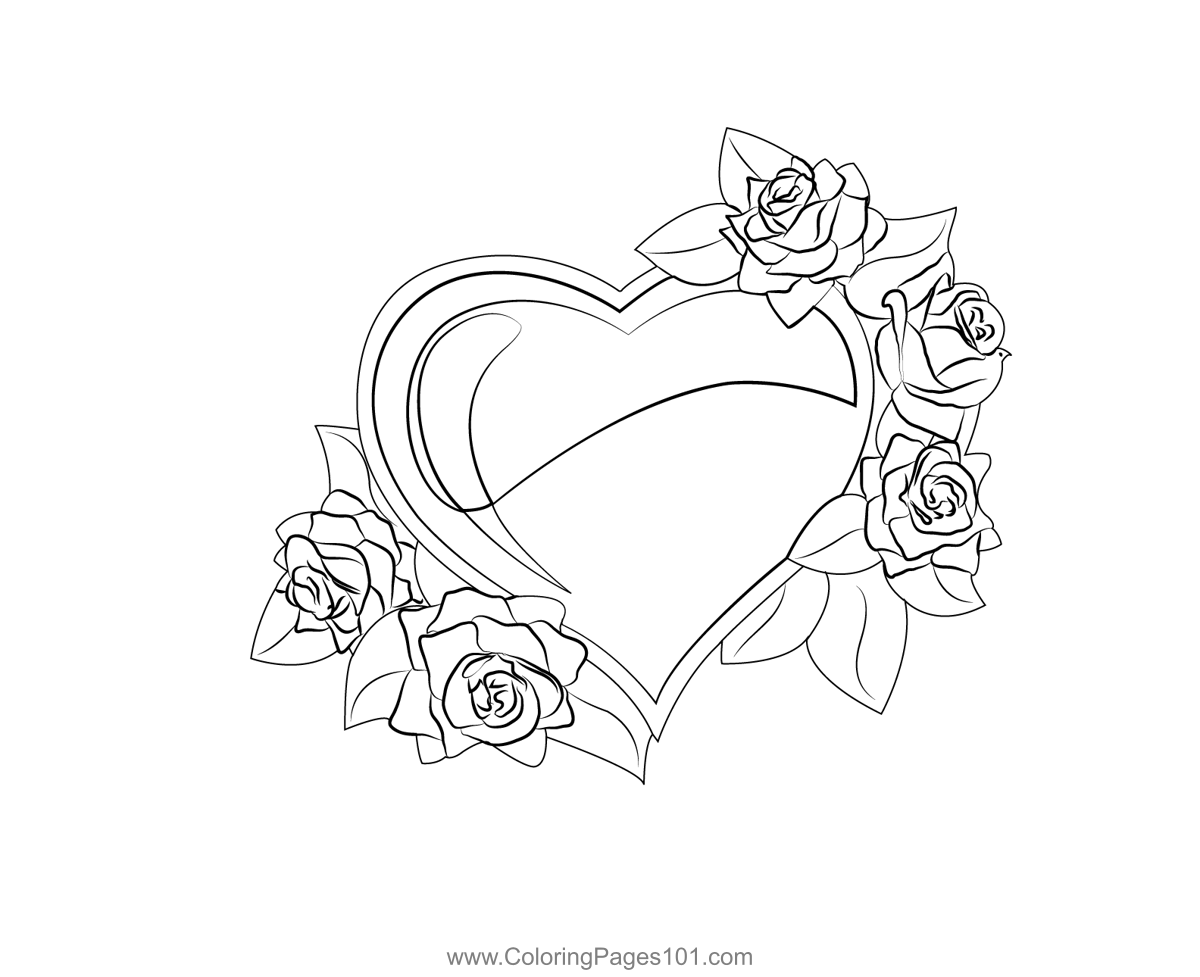 Saint valentines day heart coloring page for kids