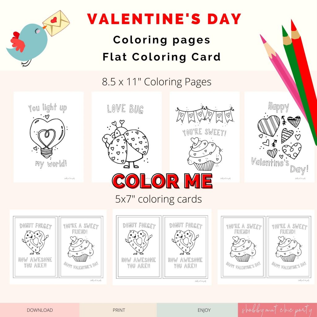 Valentines day fun for kids printable activity pages including mazes coloring pages word search and more shabby mint chic party