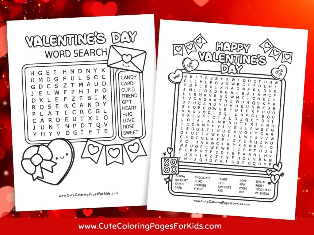 Free printable valentines day word search for kids