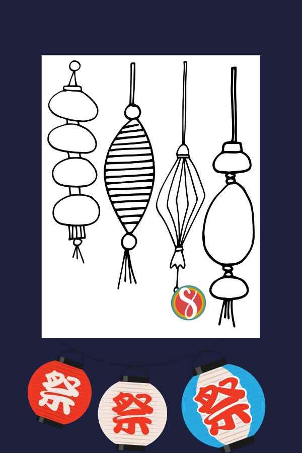 Free paper lantern coloring pages â stevie doodles