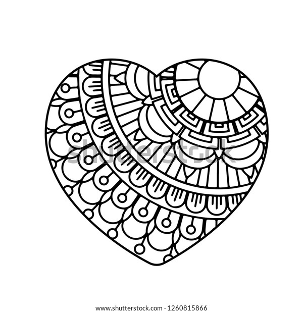 Mandala heart valentines day adult coloring stock vector royalty free