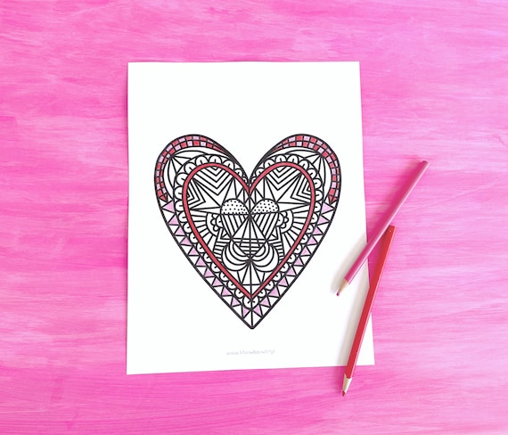 Buy valentines day heart mandala printable coloring page heart coloring page online in india