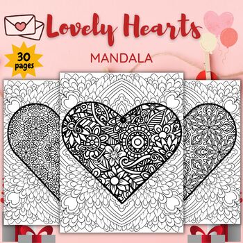 Printable lovely heart mandala coloring pages sheets january february activities made by teachers