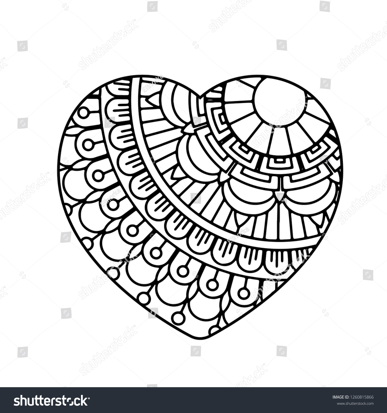 Mandala heart valentines day adult coloring stock vector royalty free