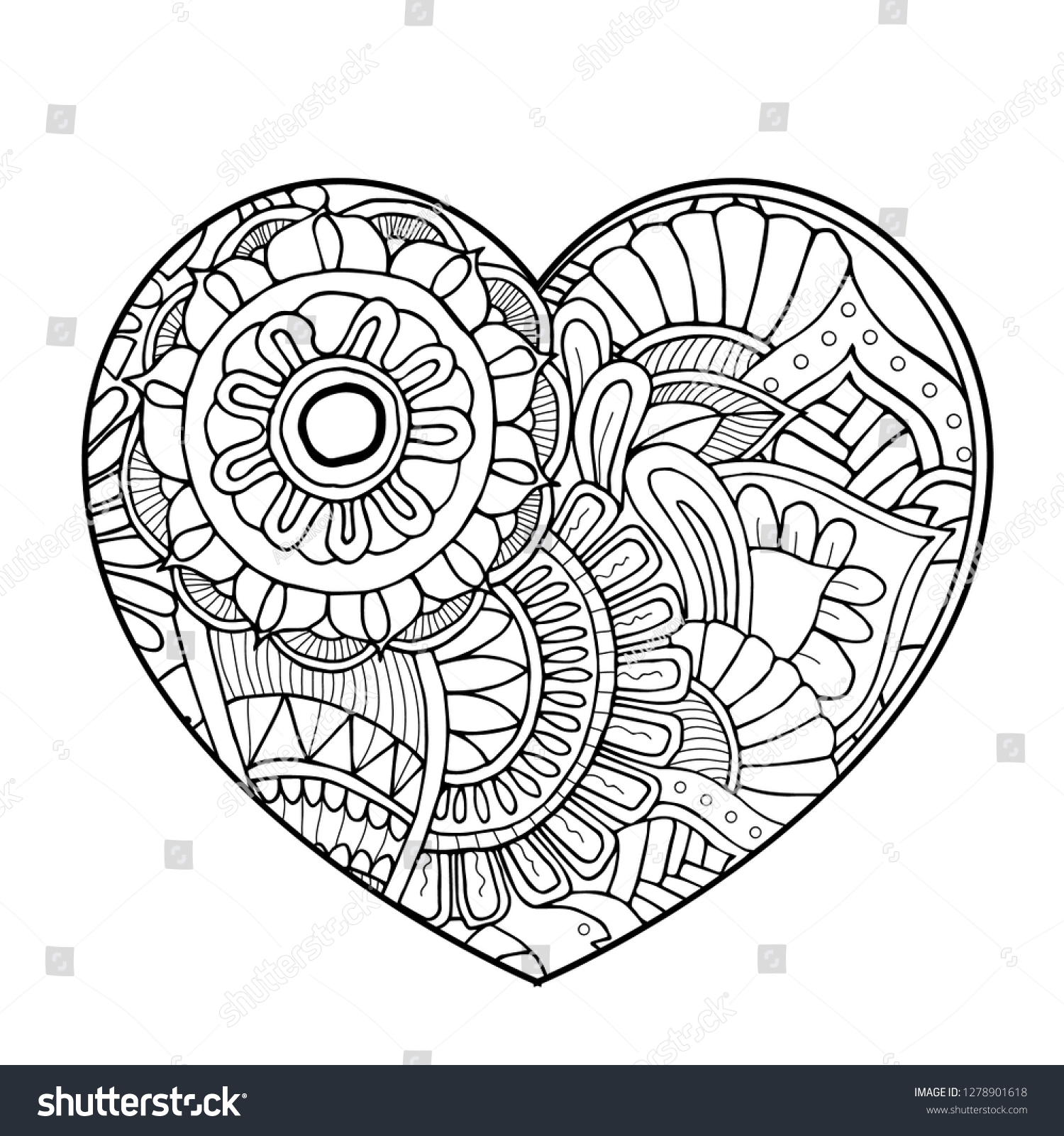 Zentangle mandala heart dedicated valentines day stock vector royalty free