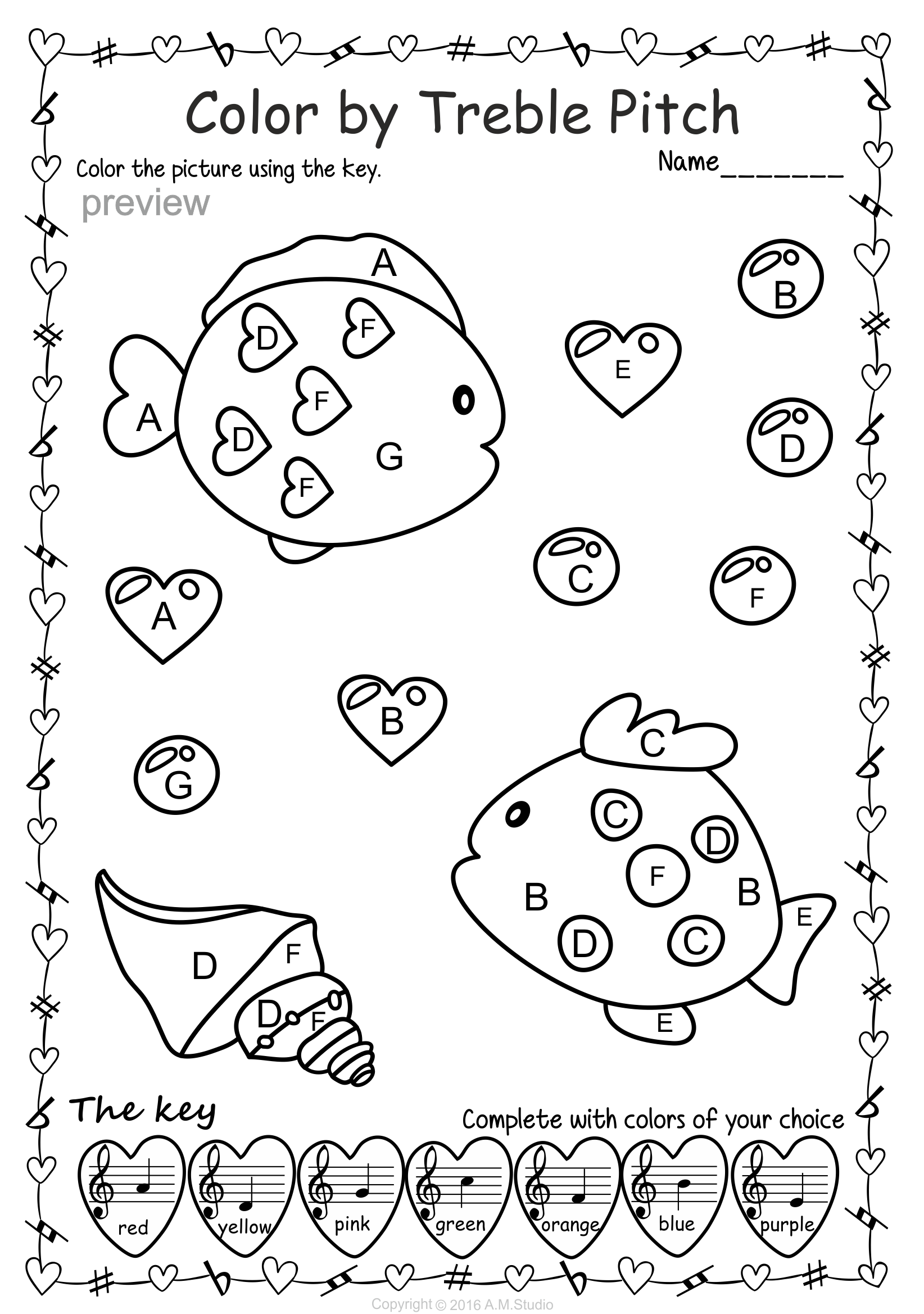 Valentines day music coloring pages color by treble clef note names music lessons for kids music coloring music classroom decor