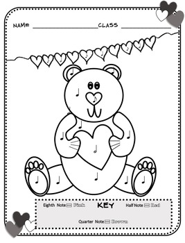 Valentines day music coloring sheets color by note valentines day