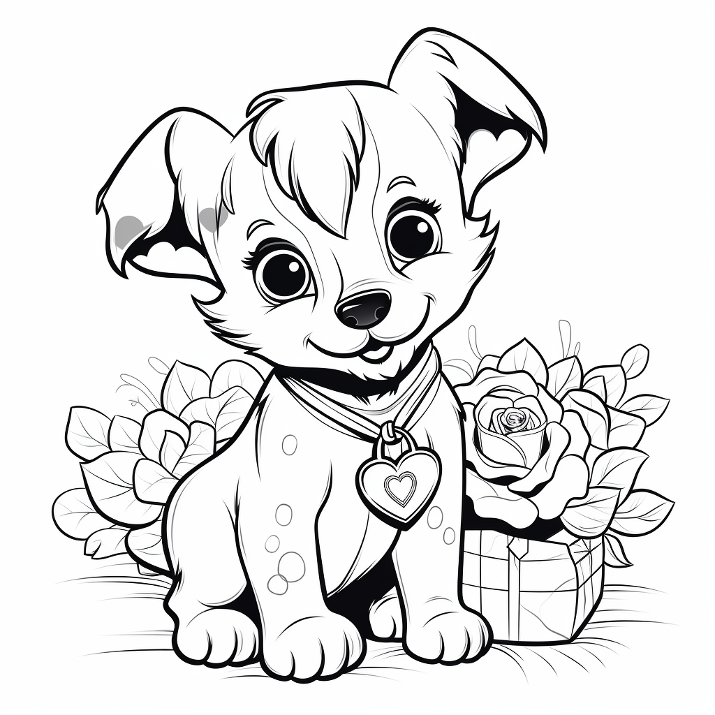 Puppy valentines day coloring pages