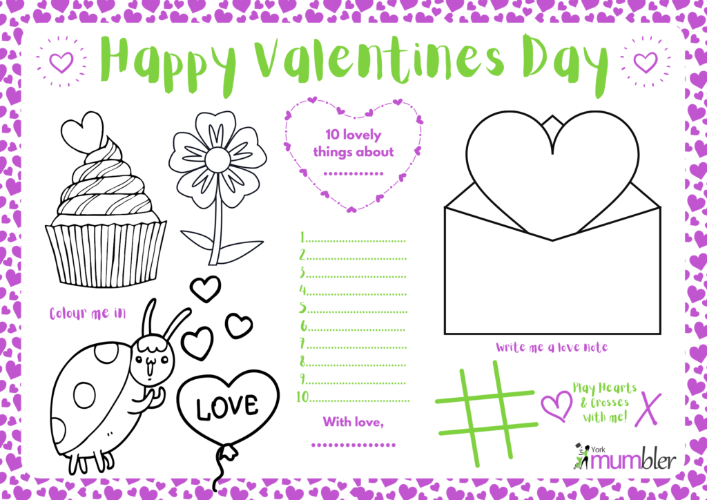 Valentines day activity sheets for kids