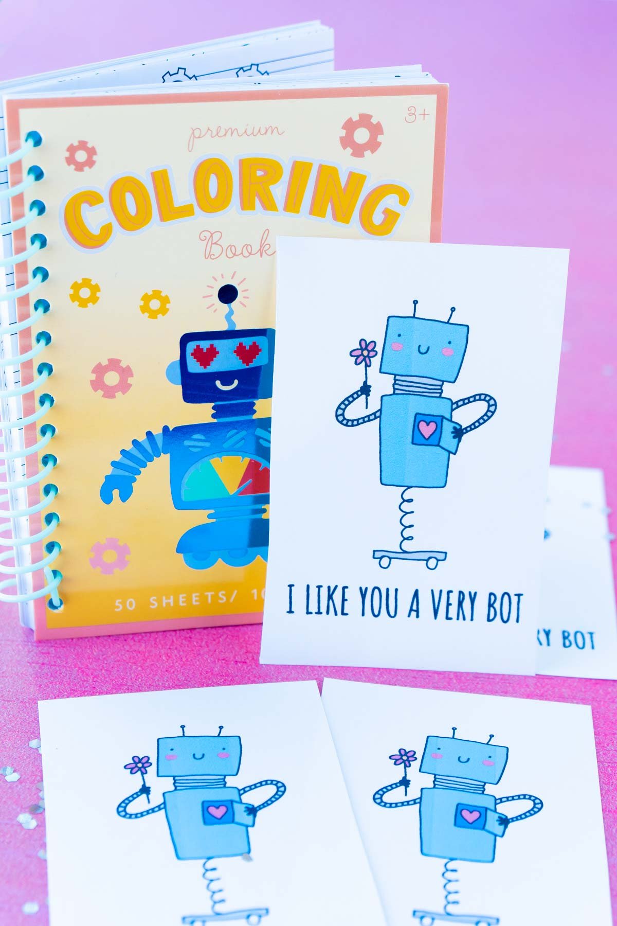 Free printable robot valentine cards