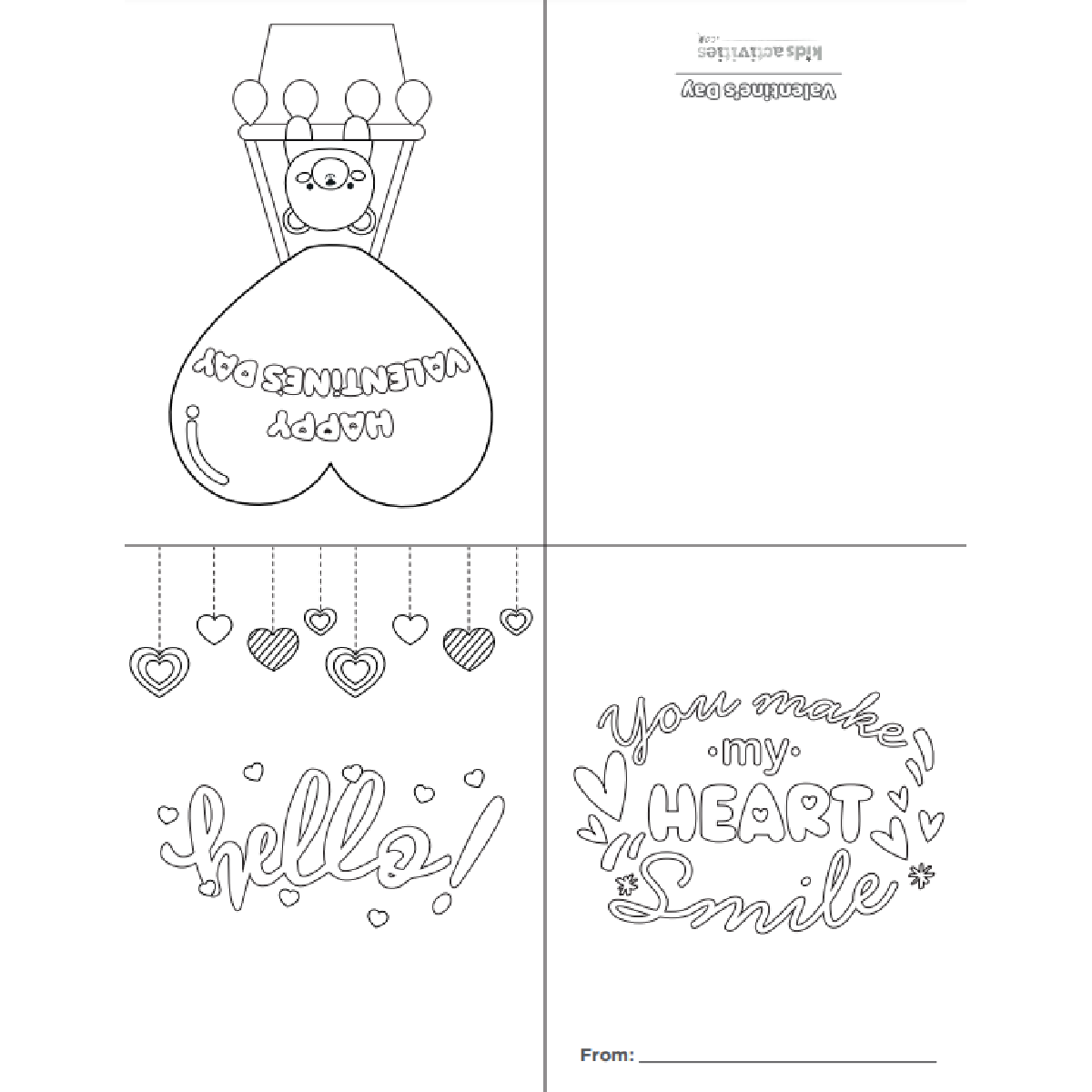 Cute valentine coloring cards