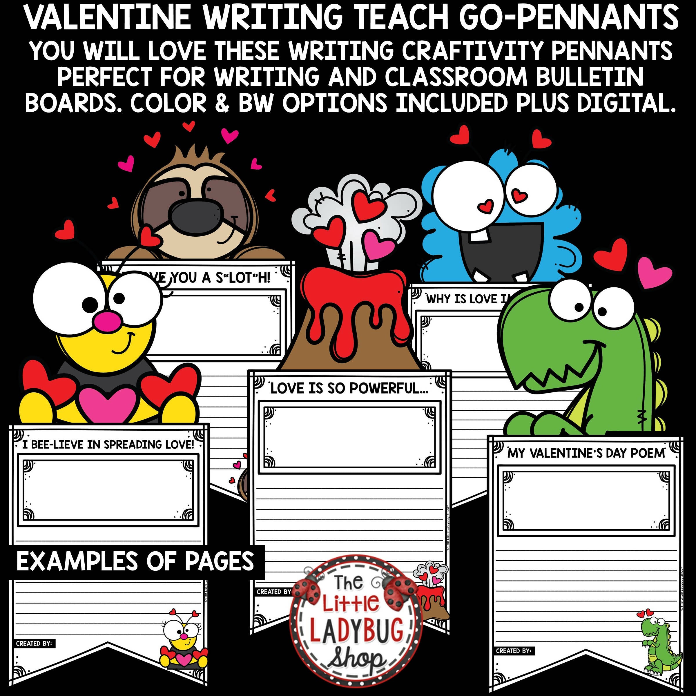 Valentines day writing prompts activity bulletin board craft â schoolgirl style