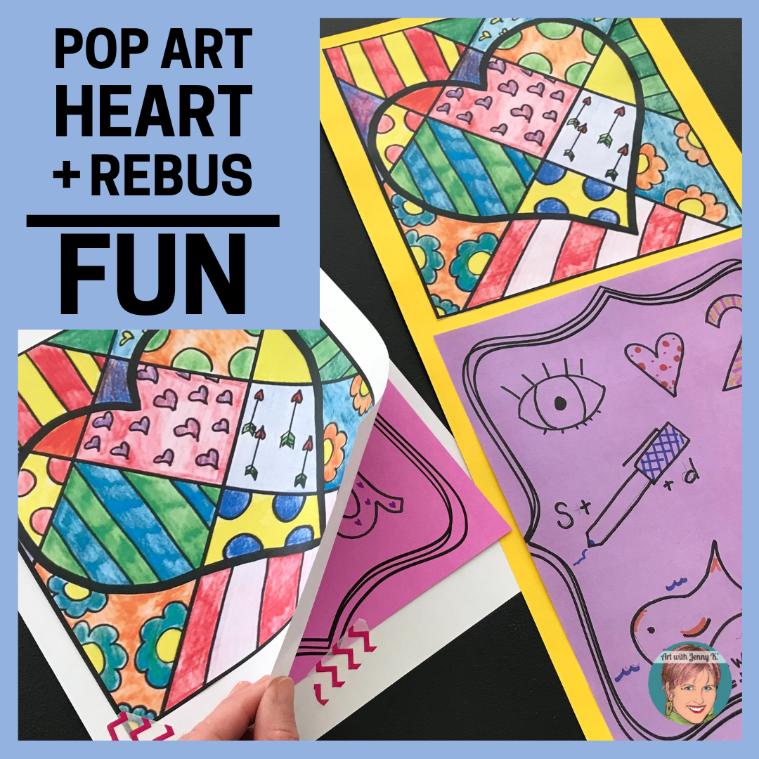 Valentines day rebus pop art heart activity